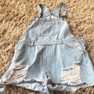 Wild honey denim overall shorts